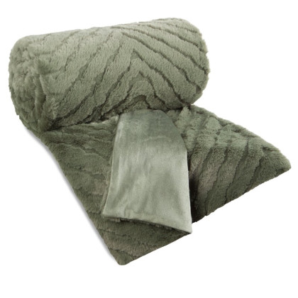 Deka 150x200 cm olivová, z mäkkej kožušiny s 3D efektom KATE